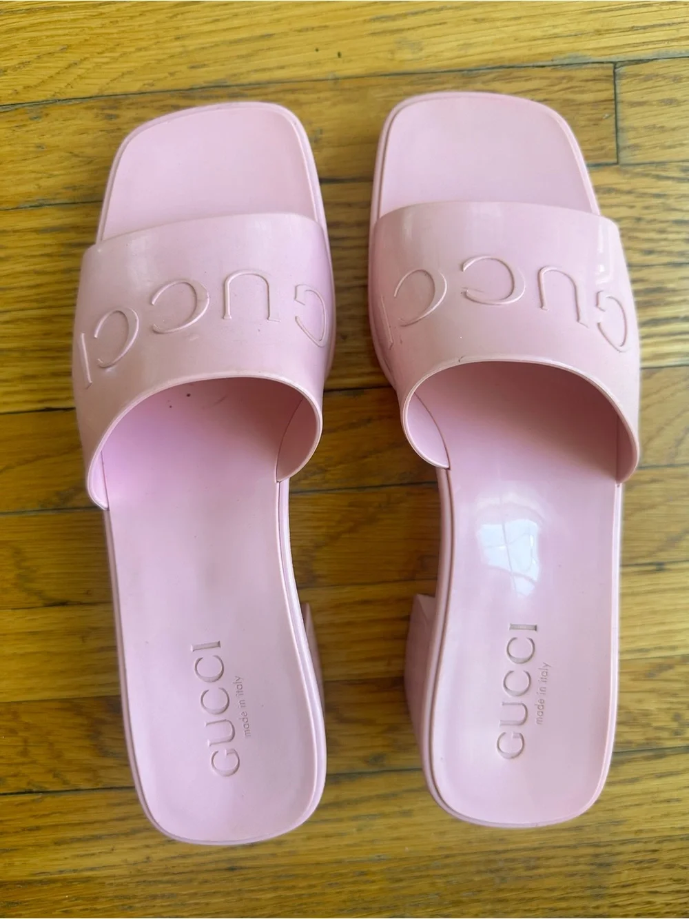 Gucci Light Pink Logo Slide Sandals